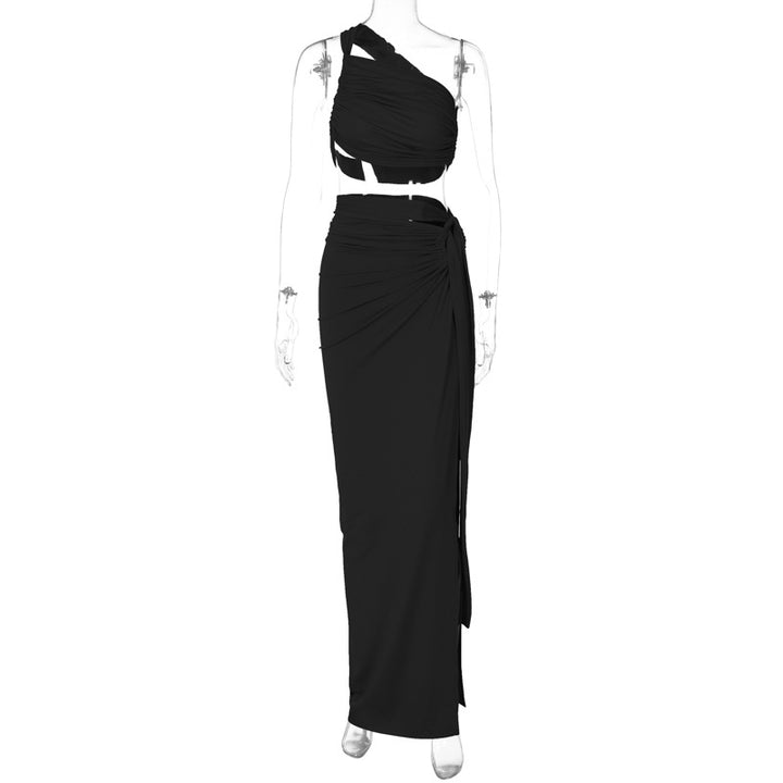 Damen Elegantes Wickelkleid mit einseitigem Schulterdesign Echo Archiv