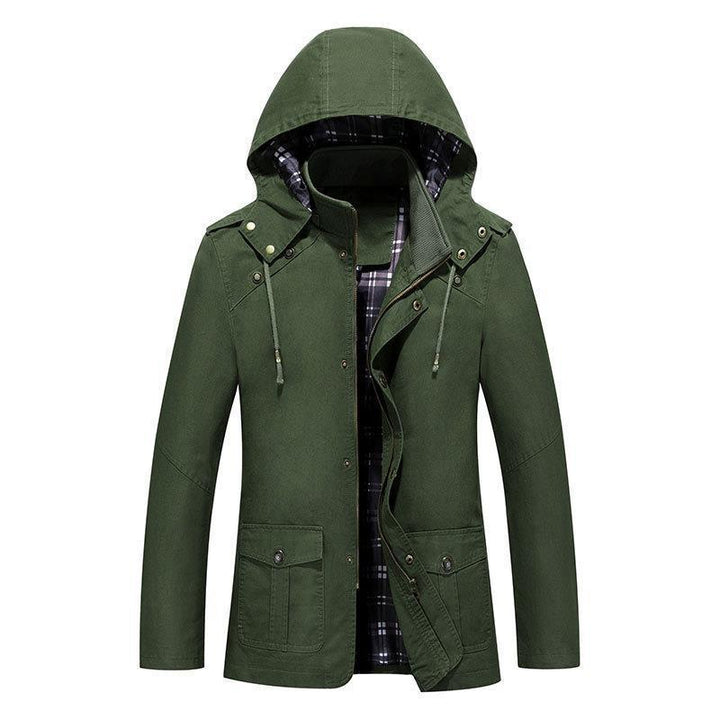 Herren Leichter Kapuzenparka mit kariertem Innenfutter und Multifunktions-Taschen Echo Archiv