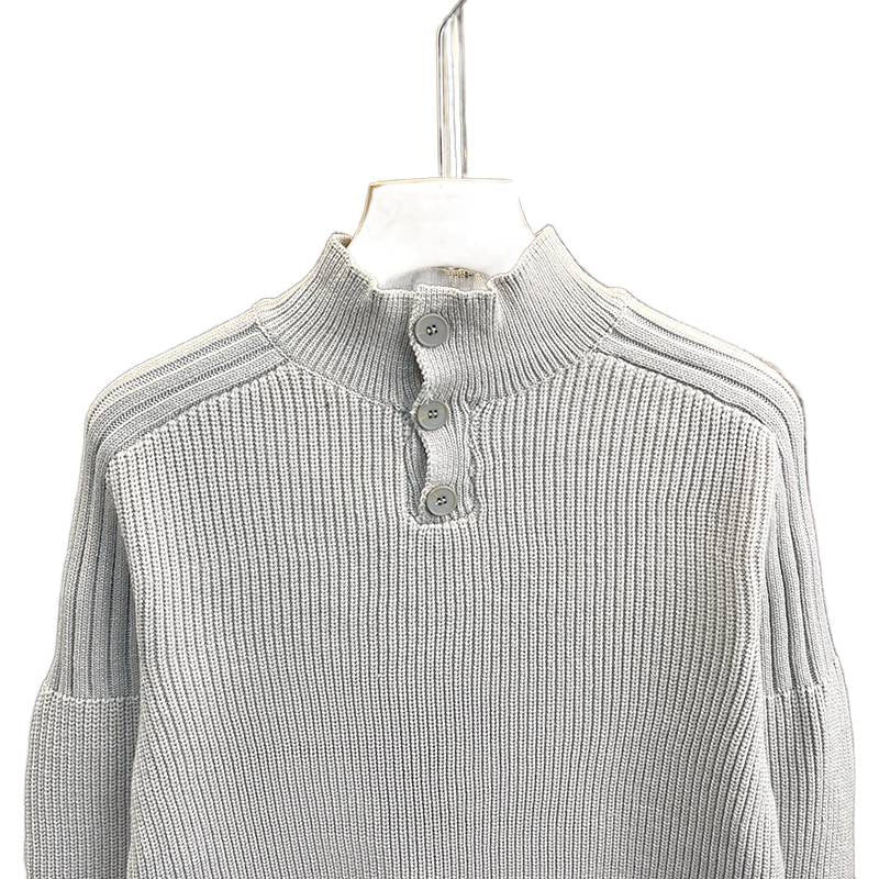 Herren Grobstrick-Pullover mit halber Knopfleiste und hohem Stehkragen Echoarchiv