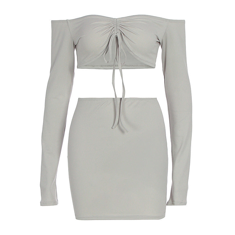 Damen Off-Shoulder Mini-Kleid mit versehentlichen Cut-Outs und Raffung Echo Archiv