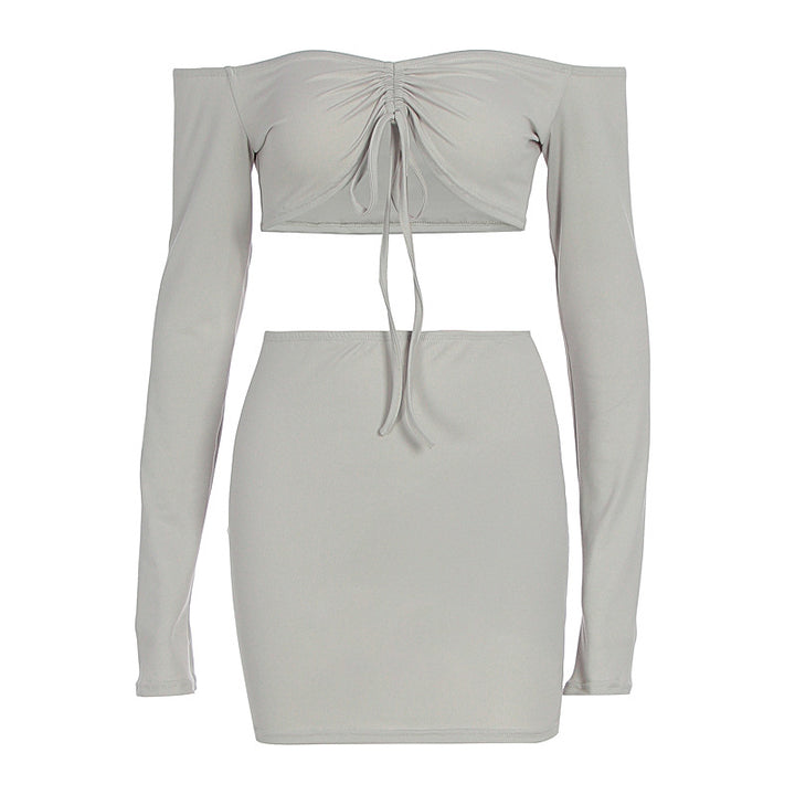 Damen Off-Shoulder Mini-Kleid mit versehentlichen Cut-Outs und Raffung Echo Archiv