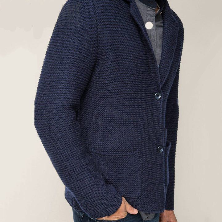 Herren Strickblazer mit strukturiertem Design und praktischen Taschen Echoarchiv