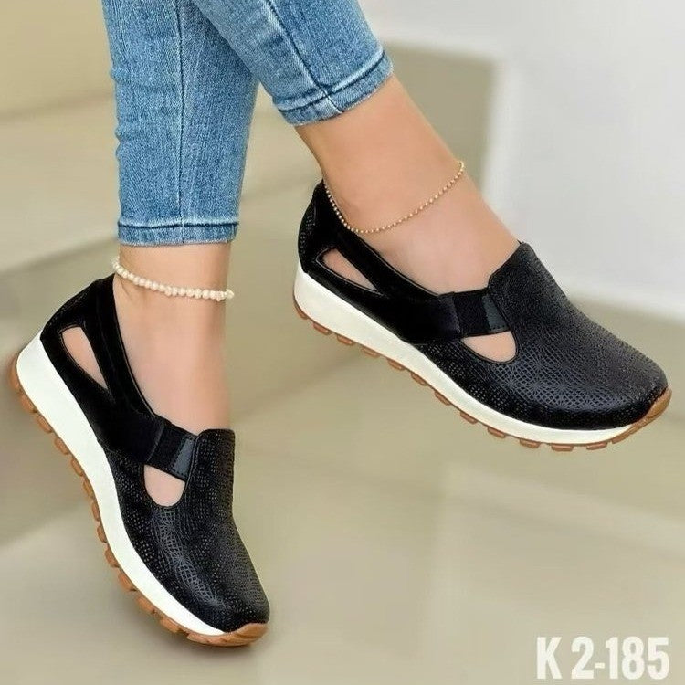Damen  atmungsaktive Slip-On Keilsneaker aus Kunstleder mit Cut-Outs und gepolsterter Komfortsohle Echo Archiv