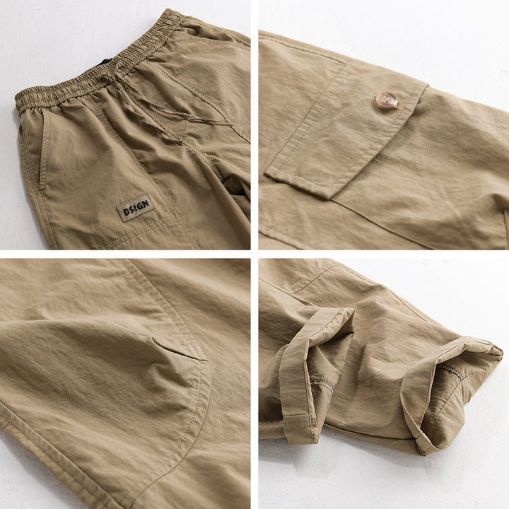 Herren Relaxte Cargo-Hose mit elastischem Bund, Kordelzug und vielseitigen Beintaschen Echoarchiv