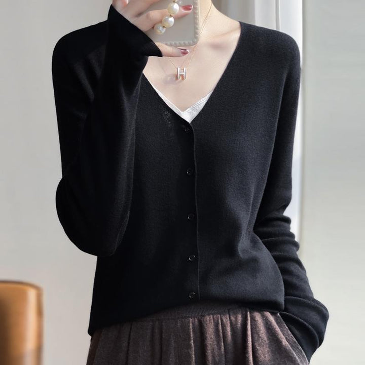 Damen Leichter V‑Ausschnitt‑Cardigan mit kastiger Silhouette und Kaschmir‑Optik Echoarchiv