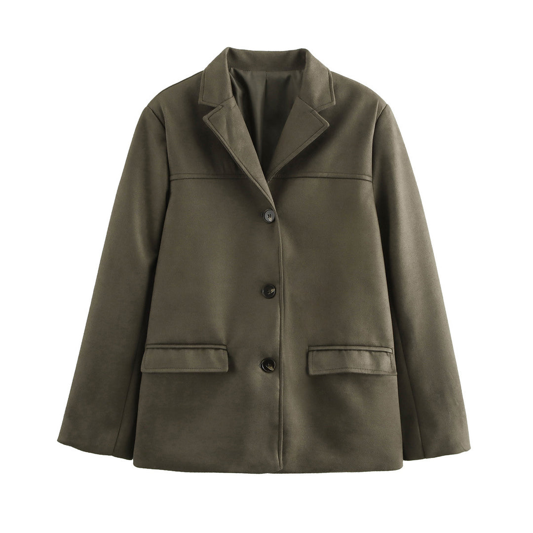 Damen elegante Velours-Optik Blazerjacke mit Reverskragen und Pattentaschen Echo Archiv