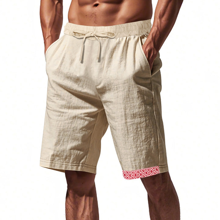 Herren lässige Strandshorts aus atmungsaktivem Leinenmix mit elastischem Bund und seitlichen Taschen Echoarchiv