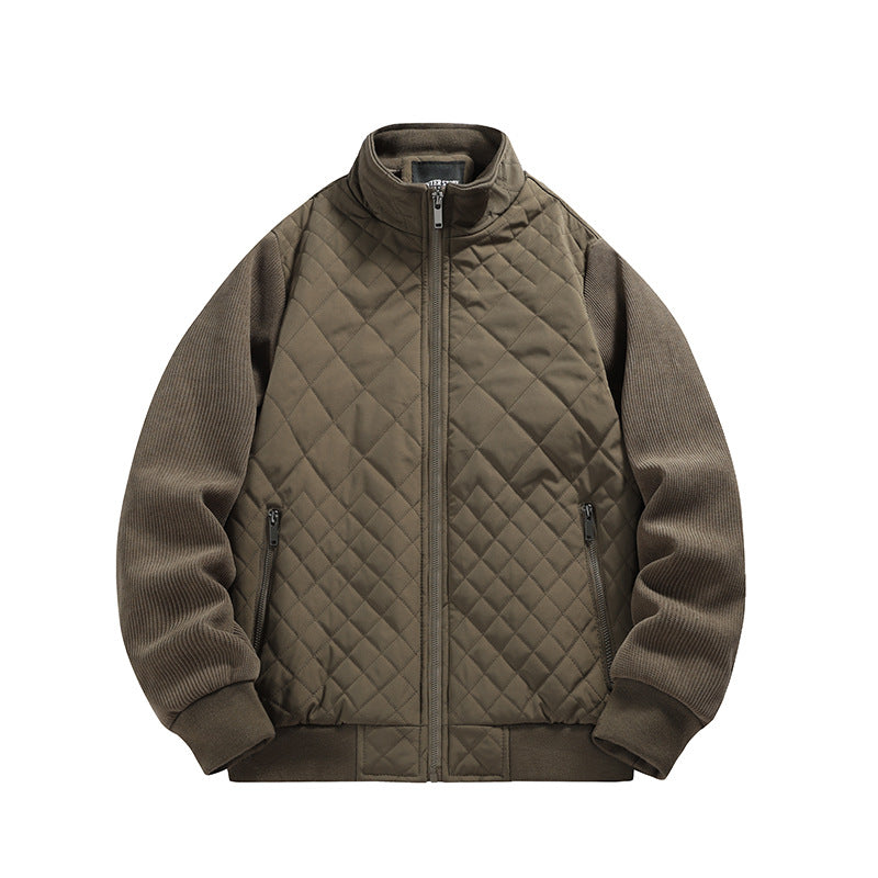 Herren gesteppte Hybridjacke mit Stehkragen und Strickärmeln Echoarchiv