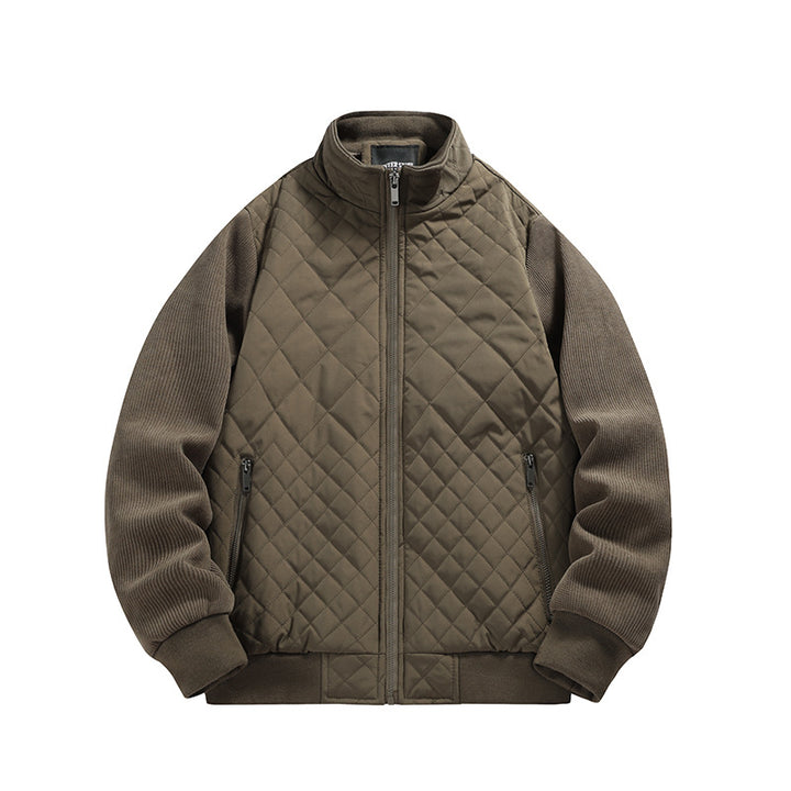 Herren gesteppte Hybridjacke mit Stehkragen und Strickärmeln Echoarchiv