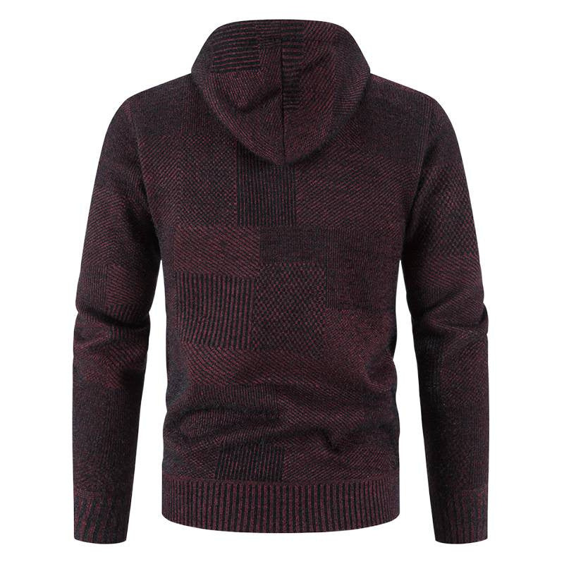Herren Strickjacke mit Kapuze und modernen Strukturelementen Echoarchiv