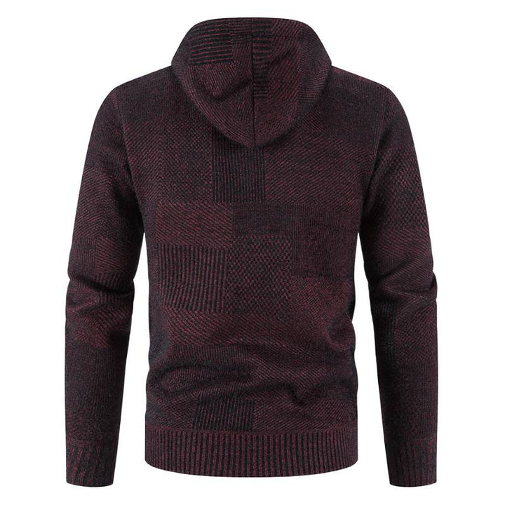 Herren Strickjacke mit Kapuze und modernen Strukturelementen Echoarchiv