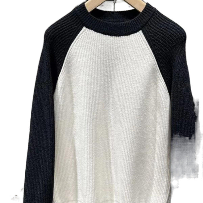 Herren Raglan-Kontraststrickpullover mit feiner Rippstruktur und gerippten Bündchen Echoarchiv