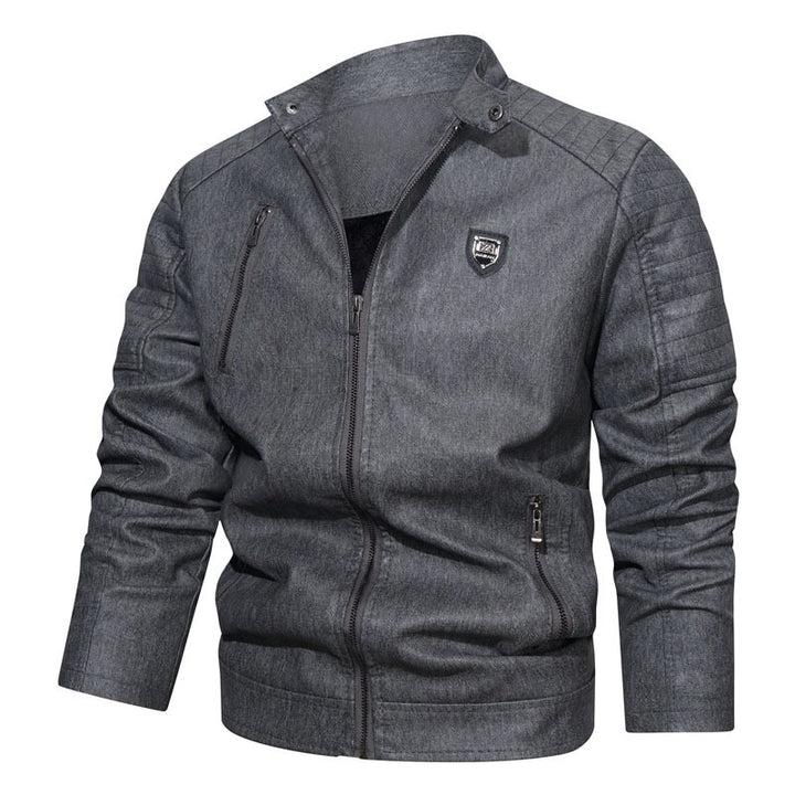 Herren robustes Denim‑Look Fieldblouson mit gesteppter Schulterpartie und Reißverschlussdetails Echoarchiv