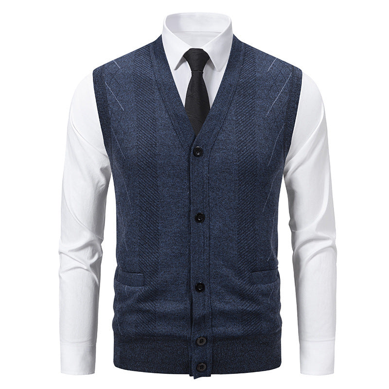 Herren Strickjacke mit klassischem V-Ausschnitt und feinem Zopfmuster Echoarchiv