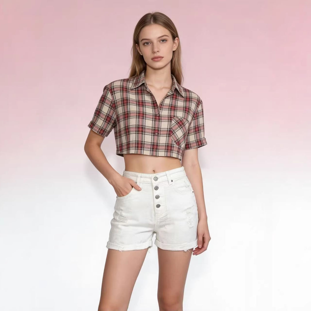 Damen cropped Denim-Jacke mit zwei Taschen Echo Archiv