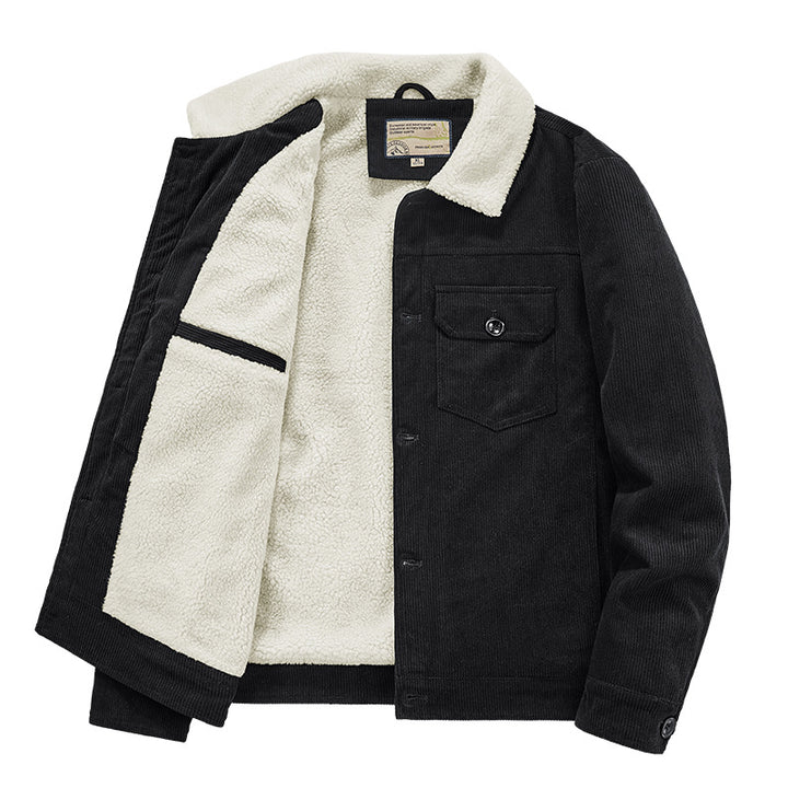 Herren Gemusterte Cordjacke mit Teddyfutter Echo Archiv