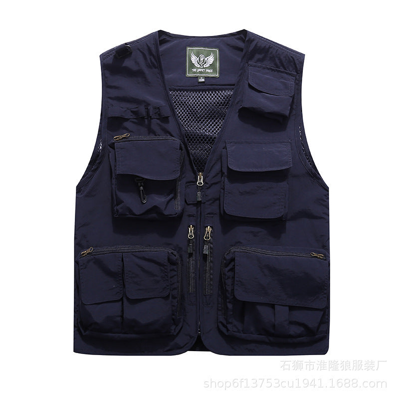 Herren Multifunktionale Utility-Weste mit Mehrfach-Taschen, Mesh‑Futter und Reißverschlussfront Echoarchiv