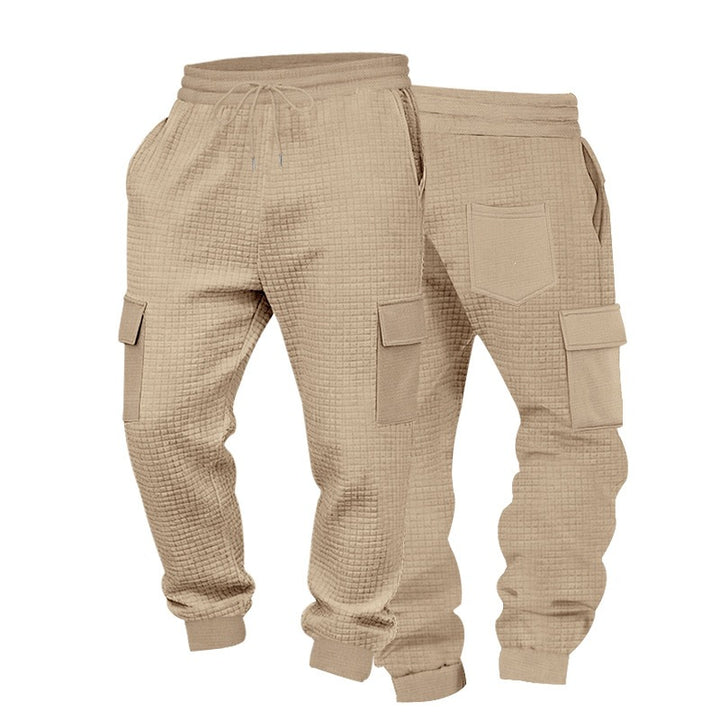 Herren Texturierte Waffel-Cargo-Jogginghose mit elastischem Bund und Multifunktions-Taschendesign Echoarchiv