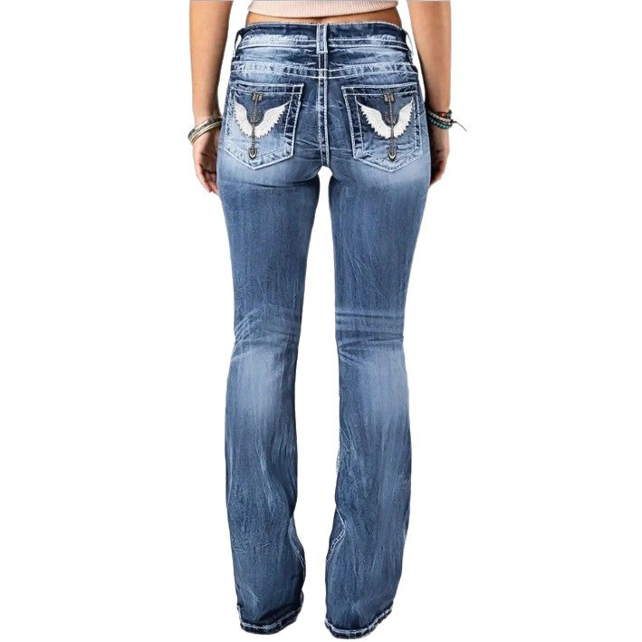 Damen mittelhoch geschnittene Bootcut-Jeans mit Vintage‑Wash, leichtem Stretch und Five‑Pocket-Design Echo Archiv