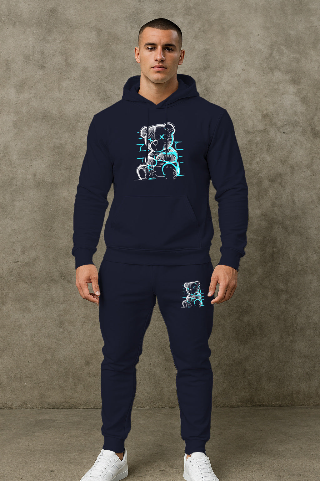 Herren bequemer Hoodie und Jogginghose Set mit einzigartigem Grafikdruck Echoarchiv