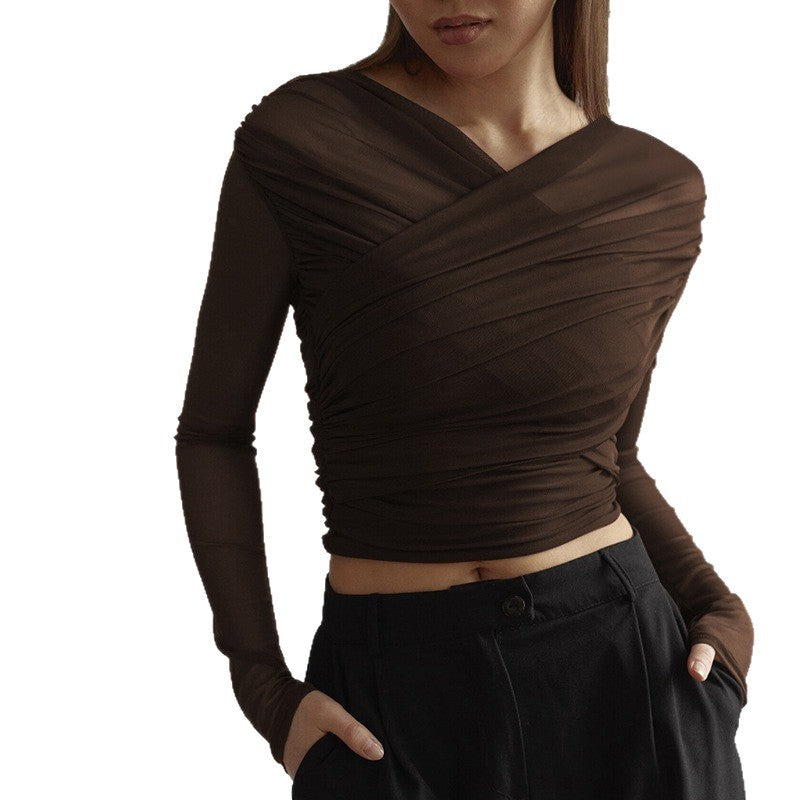 Damen Langarm-Crop-Top Echo Archiv