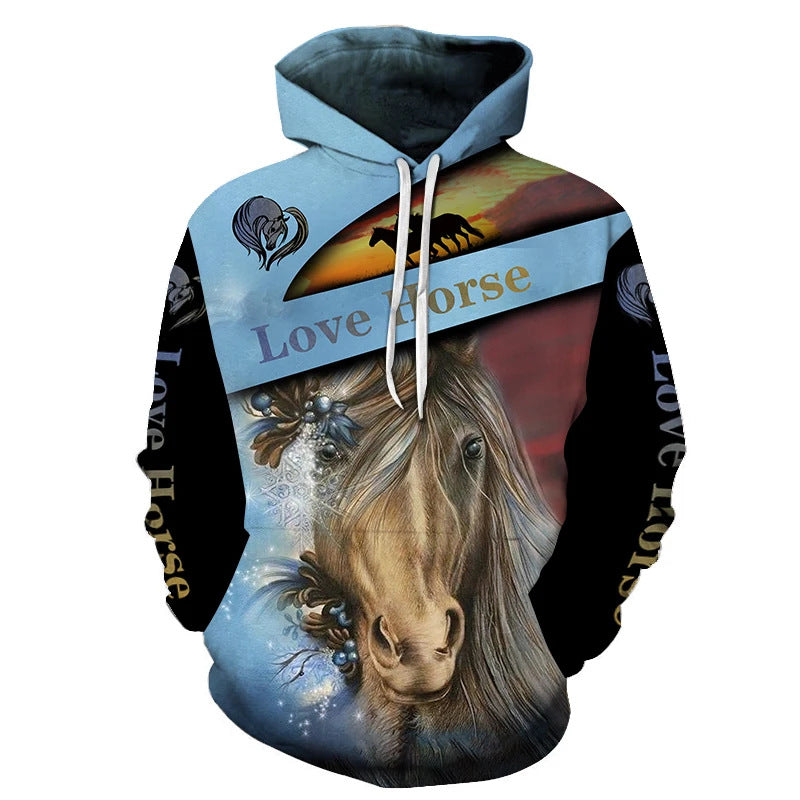 Unisex Kapuzenpullover mit kreativem Wolfsmotiv Echoarchiv
