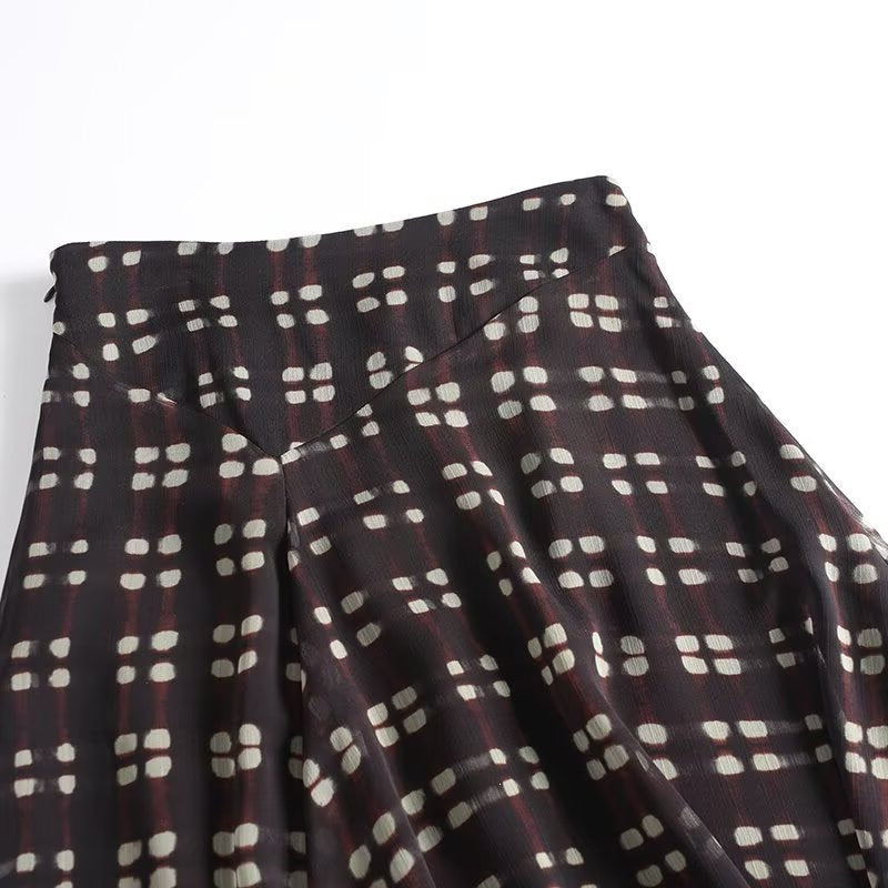 Damen Fließender Maxirock aus Chiffon mit geometrischem Allover‑Print und hoher Taille Echo Archiv