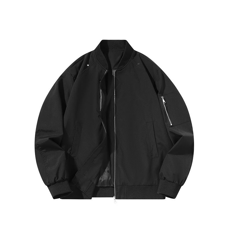 Men's minimalist matte-shell relaxed-fit flight bomber jacket with sleeve utility zip pocket – Brevano