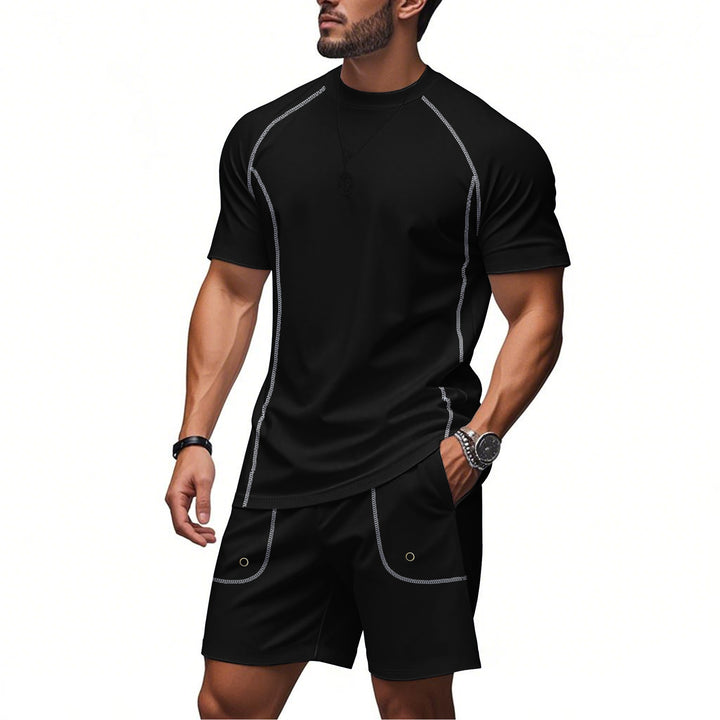 Herren sportliches Kurzarm-Set mit atmungsaktiven Eigenschaften und praktischen Taschen Echoarchiv
