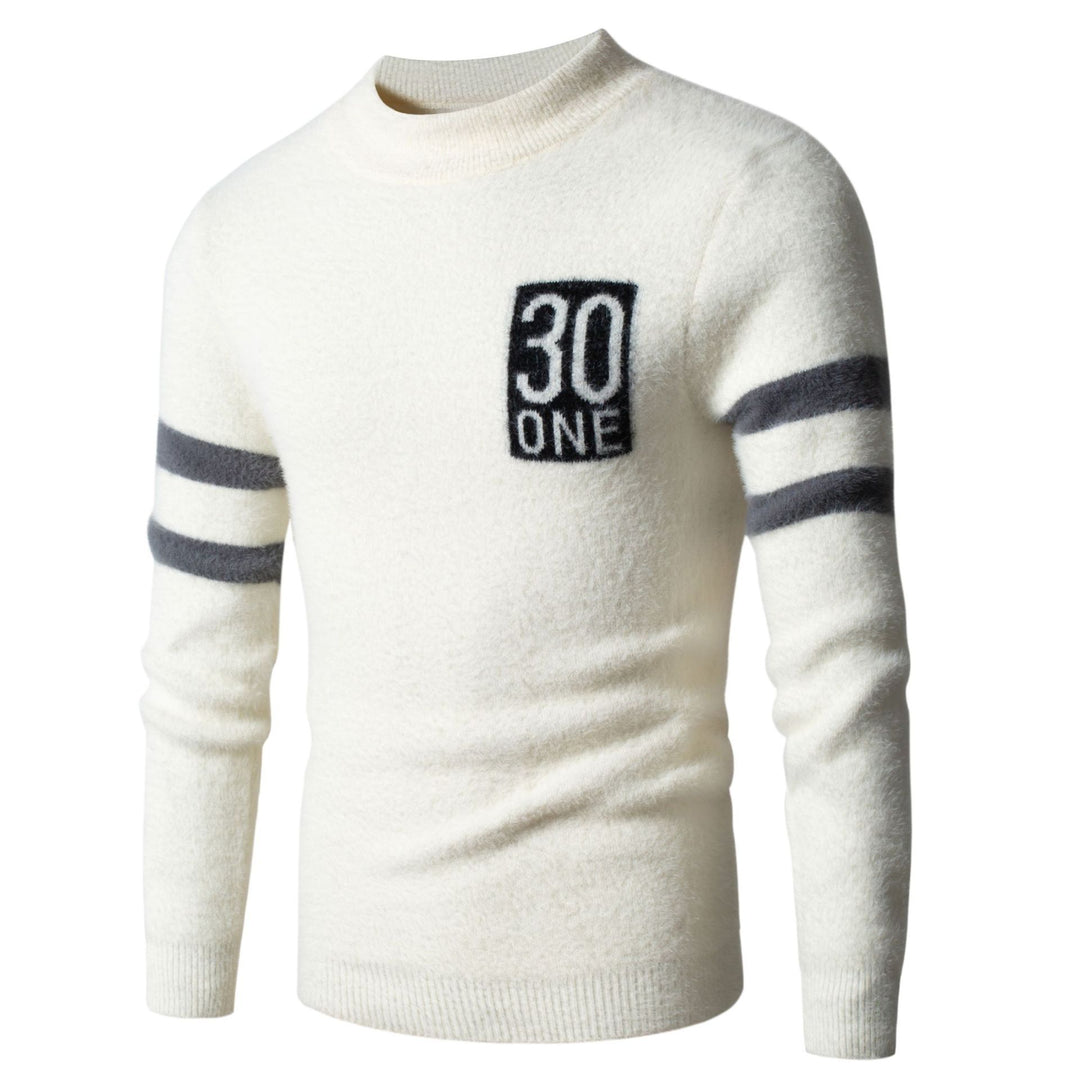 Herren Sportlicher Wollpullover mit strukturiertem Logo Echoarchiv