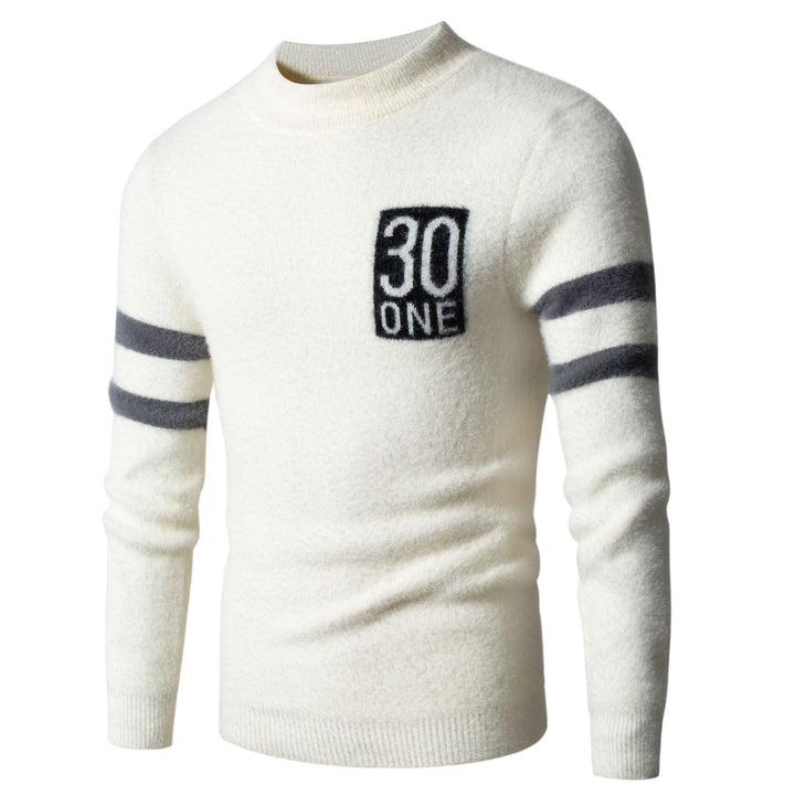 Herren Sportlicher Wollpullover mit strukturiertem Logo Echoarchiv