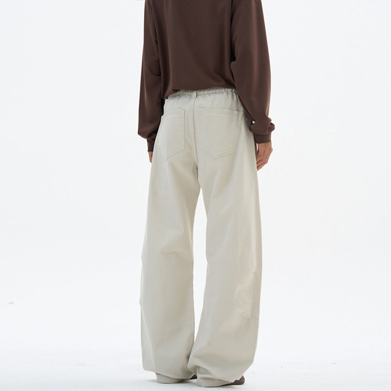 Damen Weite hochtaillierte Canvas-Hose mit elastischem Rückbund und Utility-Nähten Echo Archiv