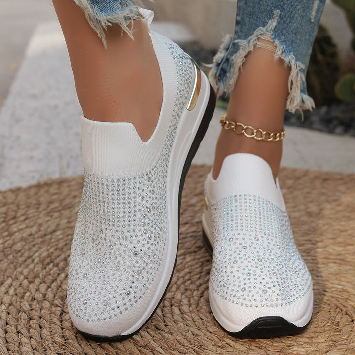 Damen  Strick Slip-On Sneaker mit funkelndem Strassbesatz, elastischem Einstieg und dämpfender Plateausohle Echo Archiv