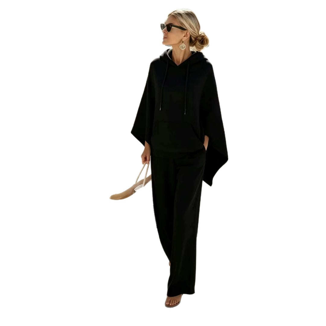 Damen nan lässiges Kapuzenponcho und weite Hose Lounge-Set aus weichem Sweatstoff Echo Archiv