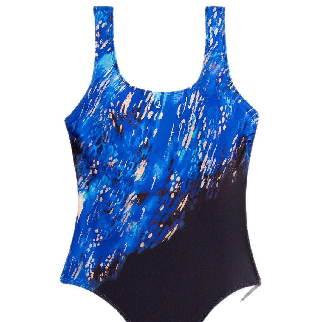 Damen Sportlicher Einteiler Badeanzug mit dynamischem Mustermix Echo Archiv