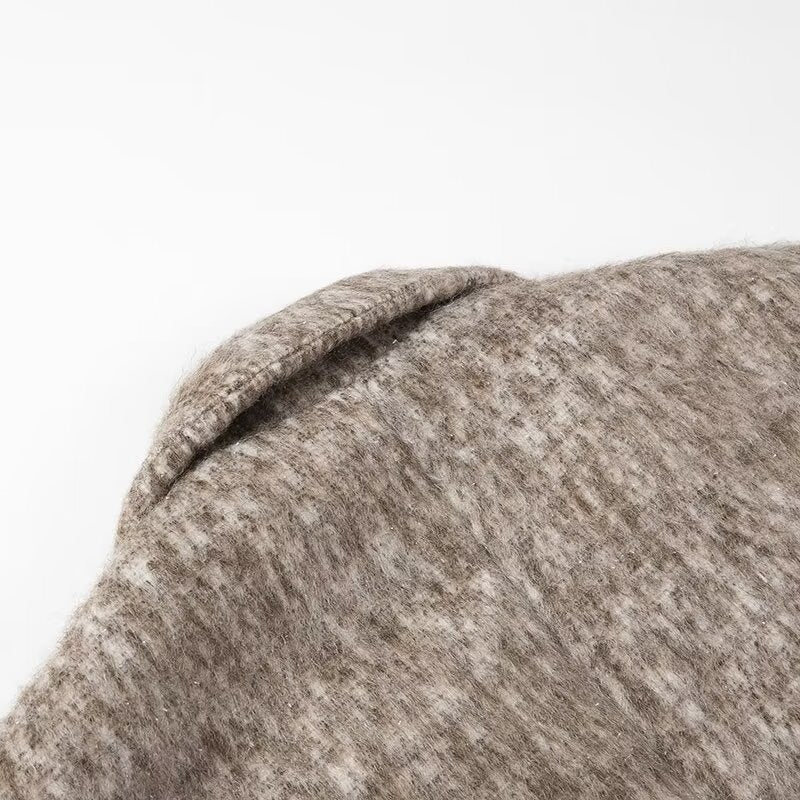 Damen Boxy Wollmix-Blazer-Mantel mit Bouclé‑Struktur, Reverskragen und Pattentaschen Echo Archiv