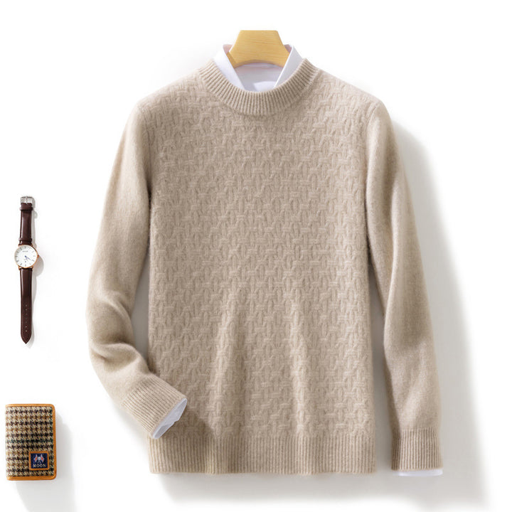 Damen Strukturierter Mockneck-Pullover im Kaschmir‑Look mit geometrischer Wabenstruktur Echoarchiv