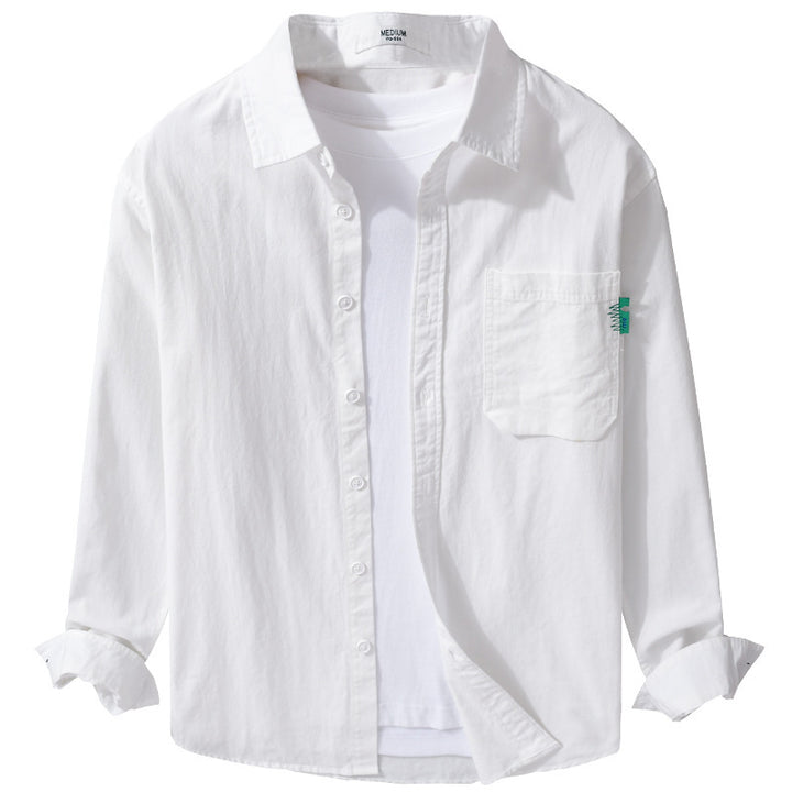 Herren Leichtes Baumwoll-Layering-Overshirt mit Brusttasche und Kentkragen Echoarchiv