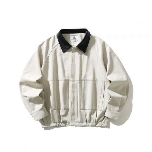 Herren Kurz geschnittener Canvas-Blouson mit Lederimitat-Kragen und elastischem Saum Echo Archiv