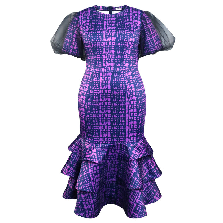 Damen Elegantes Kleid mit voluminösen Tüllärmeln und asymmetrischem Rüschenrock Echo Archiv