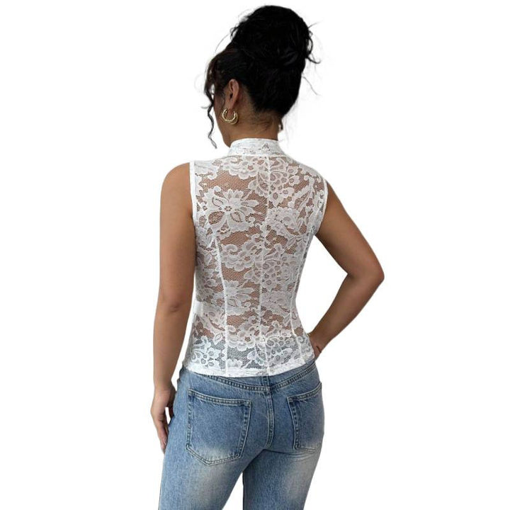 Damen Spitzenbluse im eleganten Schnitt mit Knopfdetails Echo Archiv
