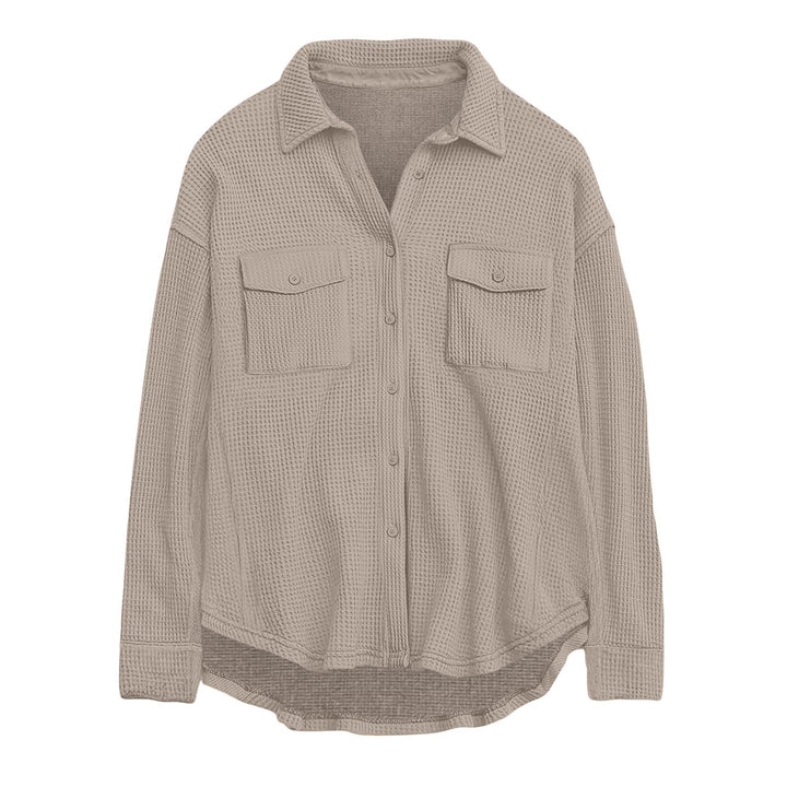 Damen nan oversized Waffelstrick Hemdjacke mit Brusttaschen und Knopfleiste Echo Archiv