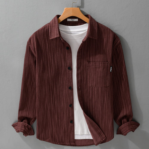 Herren Cord-Overshirt mit feiner Streifenstruktur und aufgesetzter Brusttasche Echoarchiv