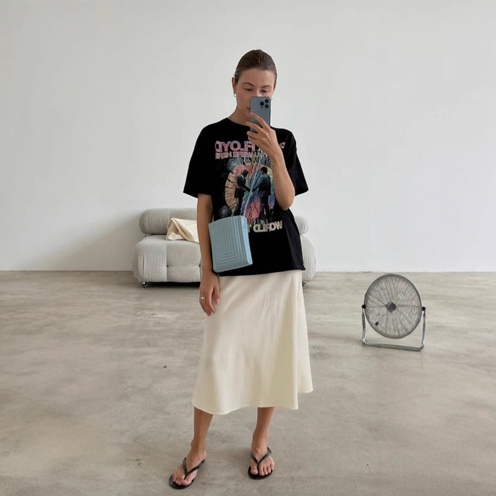 Damen Trendiges T-Shirt mit auffälligem Grafikdruck Echo Archiv