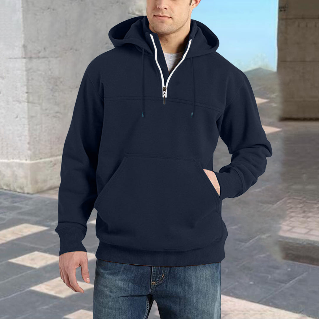Herren modischer Kapuzenpullover mit halbem Reißverschluss und praktischen Kängurutaschen Echoarchiv