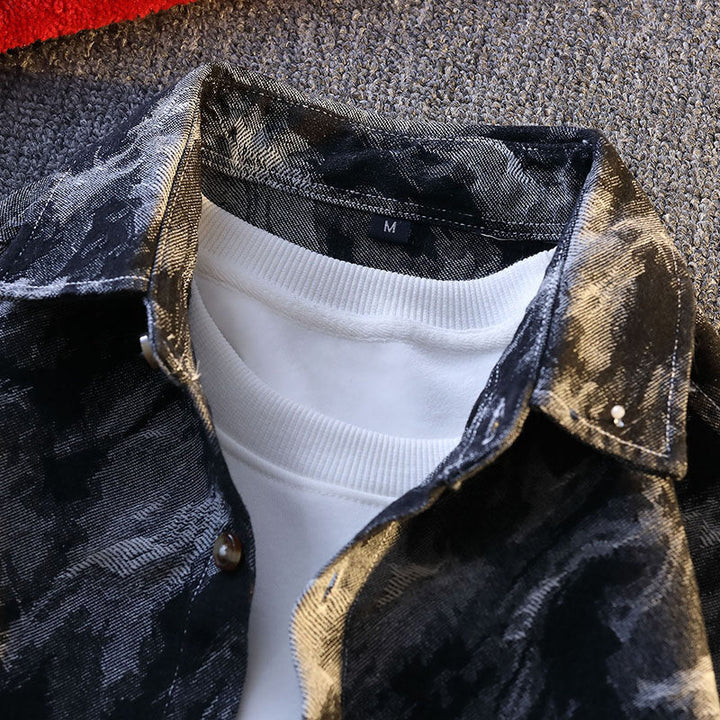 Herren lässige Denim-Hemdjacke im modernen Camouflage-Design Echoarchiv