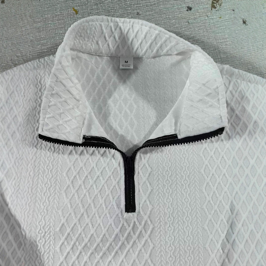 Herren Stehkragen Pullover mit Strukturmuster Echoarchiv