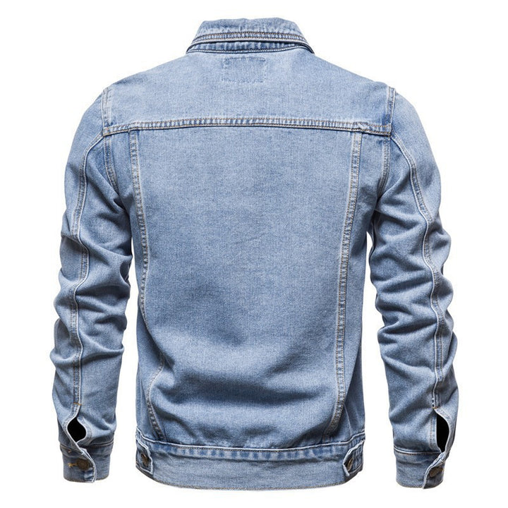Herren nan taillierte Jeansjacke mit Brusttaschen, durchgehender Knopfleiste und Kontrastnähten Echo Archiv