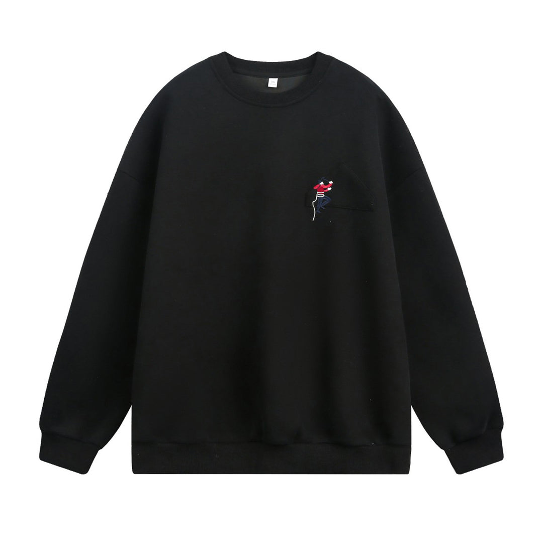 Unisex Oversize Sweatshirt mit aufgesetzter Brusttasche und Kletterer‑Stickerei Echo Archiv