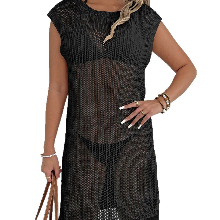 Damen luftiger Netzstrandkleid mit Fransen Echo Archiv